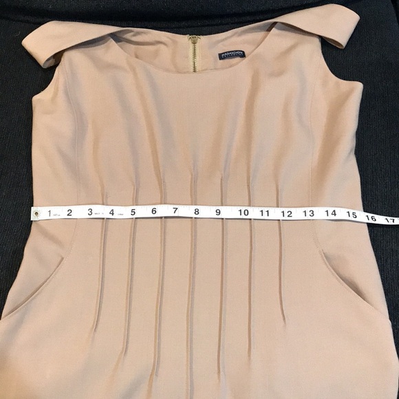 Magaschoni Beige Midi Dress w/Pockets Pleated Front/Back w/Exposed Zipper-No Tag - Picture 12 of 13